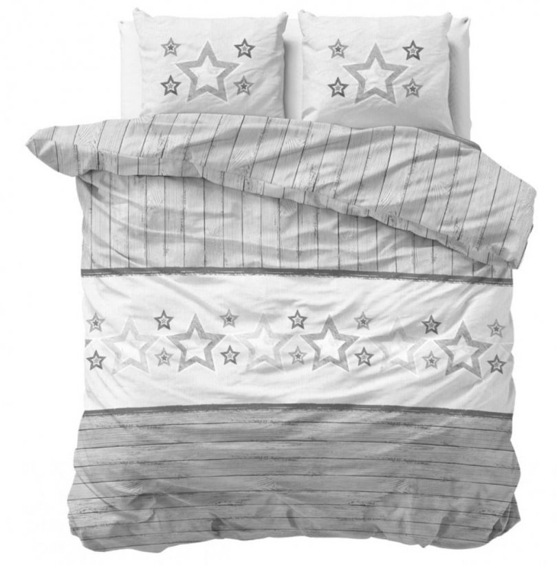 Originálne sivé posteľné obliečky STARS 200 x 200 cm