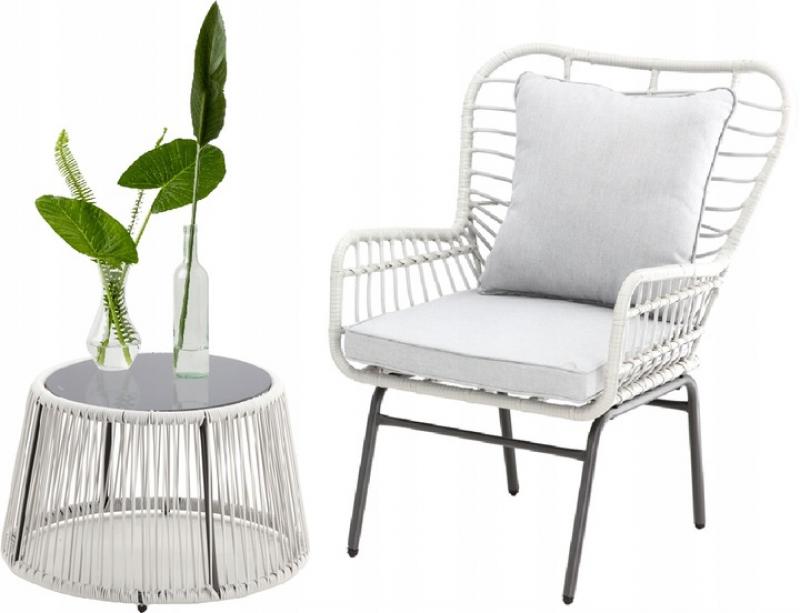 Комплект градински мебели в бяло 
