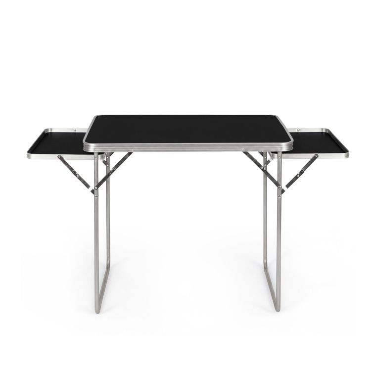 Zložljiva kamping miza 120 × 60 cm s policami in kovčkastim dizajnom
