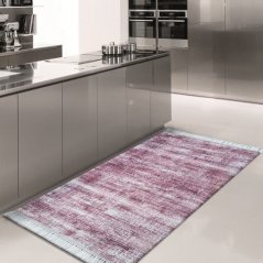 Лилав кухненски килим с пискюли