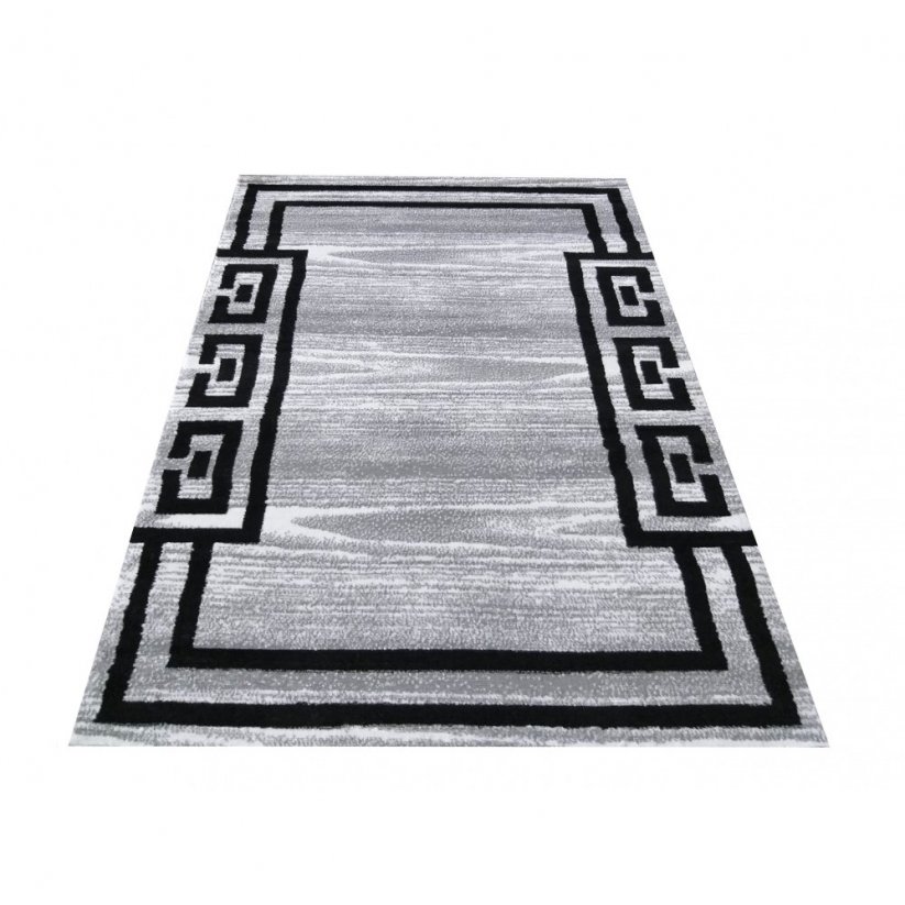 Stílusos szürke szőnyeg fekete mintával