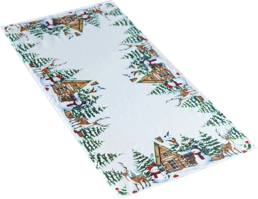 Fehér karácsonyi futófelület téli tájjal