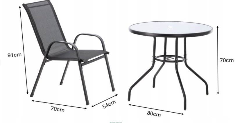 Set zahradního nábytku v černé barvě 