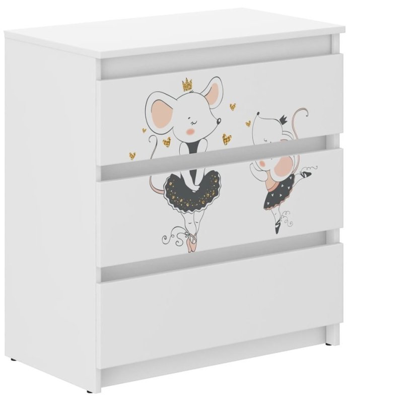 Kommode für das Kinderzimmer mit Mäusemotiv 76x40x70 cm