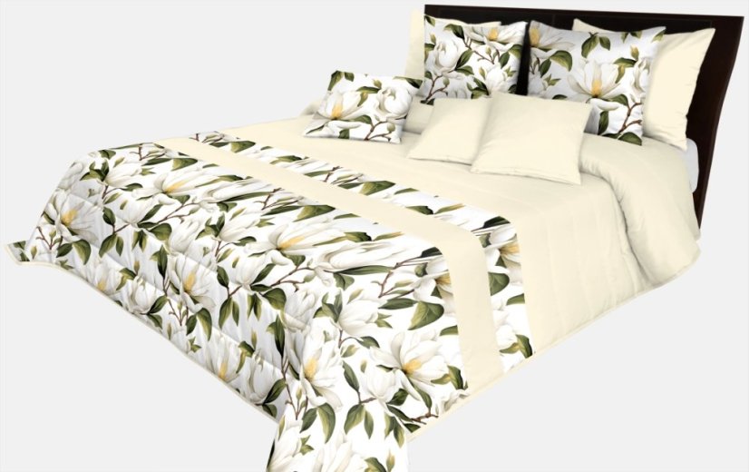 Prehoz na posteľ v krémovej farbe s kvetmi Prehoz na posteľ v krémovej farbe s kvetmi