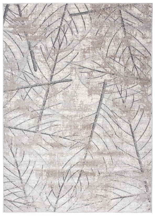 Tappeto moderno beige con motivo di foglie delicate