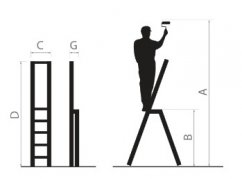Aluminium-Leiter mit 6 Stufen, Regal und einer Tragfähigkeit von 150 kg