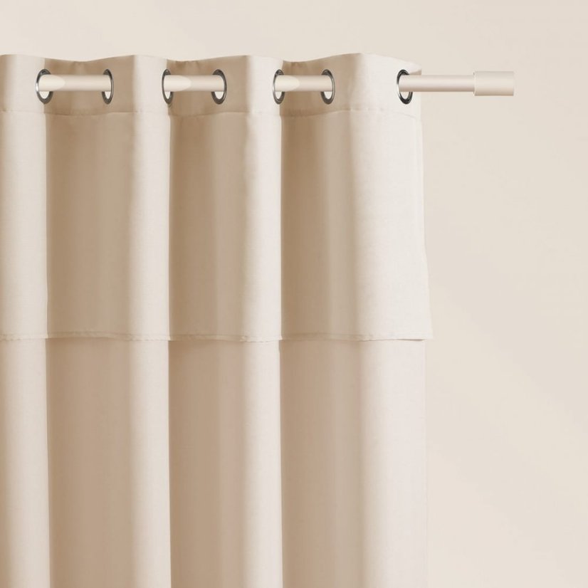 Krémszínű függöny MIA ezüstszínű körökön 140 x 280 cm