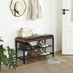 Шкаф за обувки с дървена седалка LOFT
