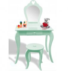 Mentolovo zelený detský toaletný stolík s taburetkou