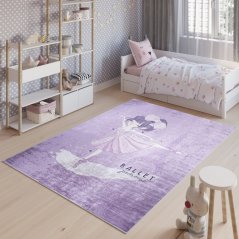 Лилав детски килим с мотив на балерина на Айфеловата кула