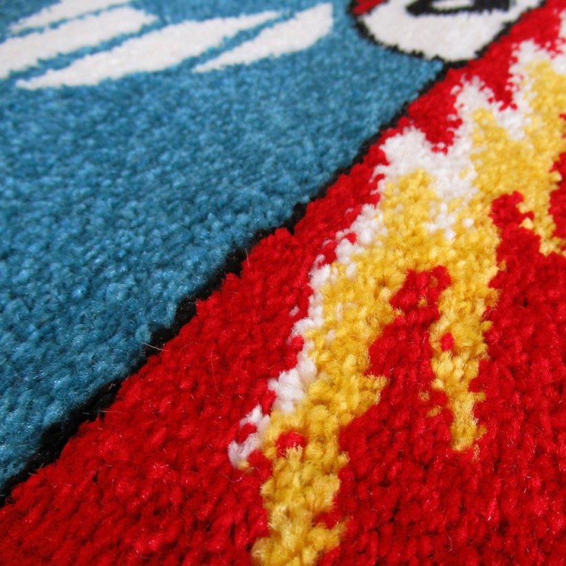 Modrý detský koberec s autíčkami