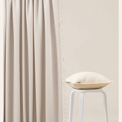 Hellbeige Lara Gardine auf silbernen Kreisen mit Quasten 140 x 280 cm