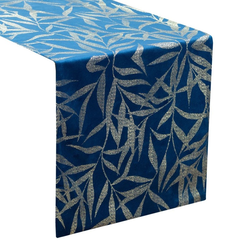 Baršunasti središnji stolnjak s plavim printom - Veličina: 35x180