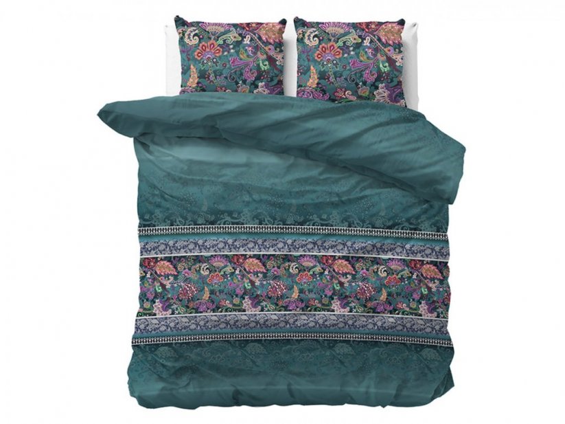 Lenjerie de pat florală turcoaz unică 220 x 240 cm