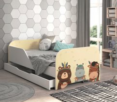 Dětská postel 140 x 70 cm se safari zvířátky