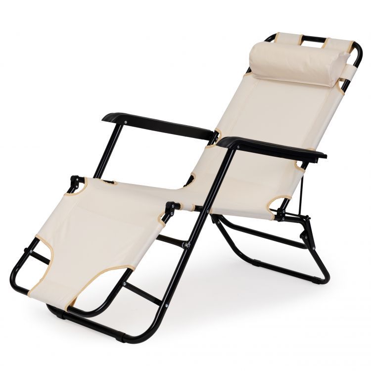 Lettino da giardino con poggiatesta beige