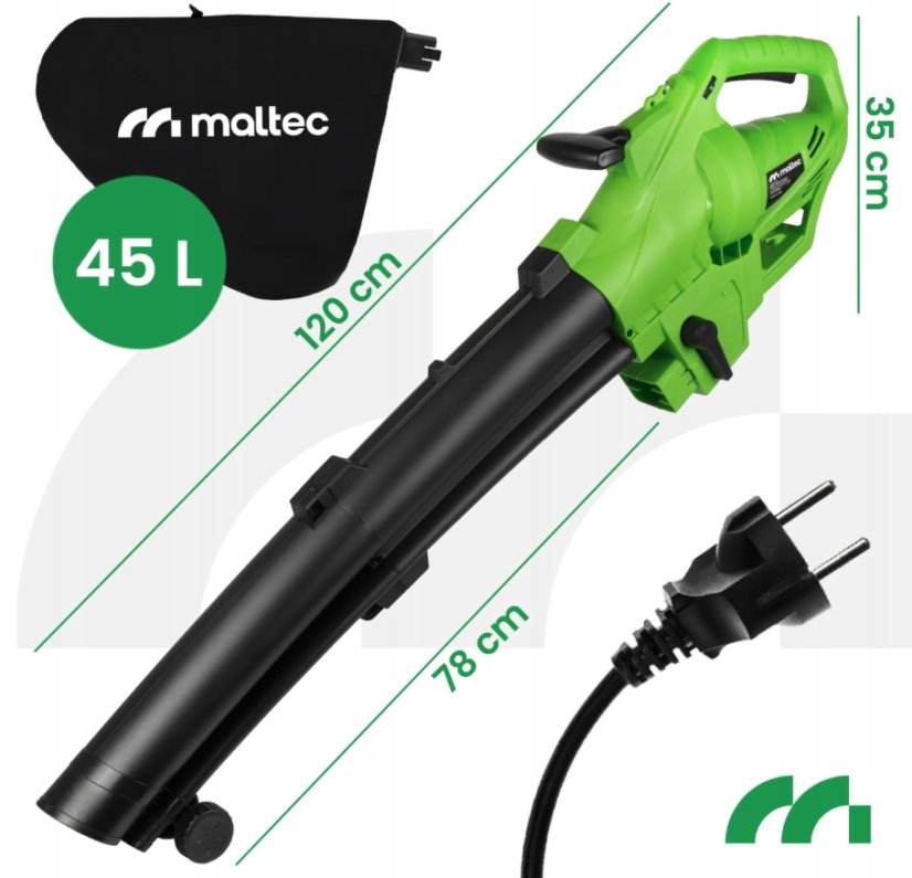MALTEC MASTERBLOW3500W 3 az 1-ben elektromos kerti porszívó és levélfúvó aprítóval