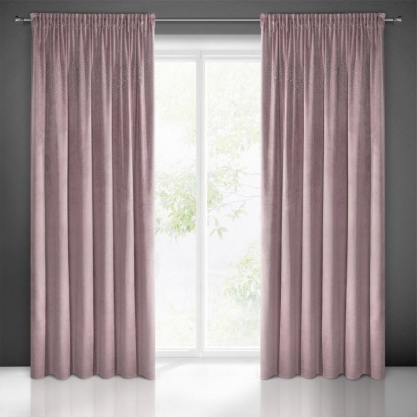 Rózsaszín dekoratív sötétítő függöny bársonyos anyagból - Méret: Hossz: 270 cm