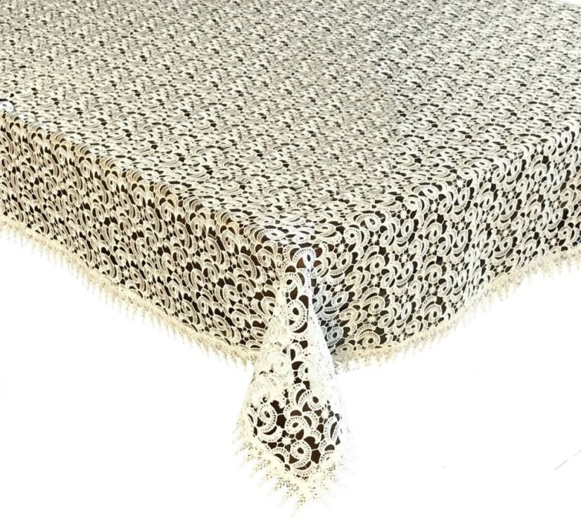 Béžový krajkový obrus s ozdobným lemom