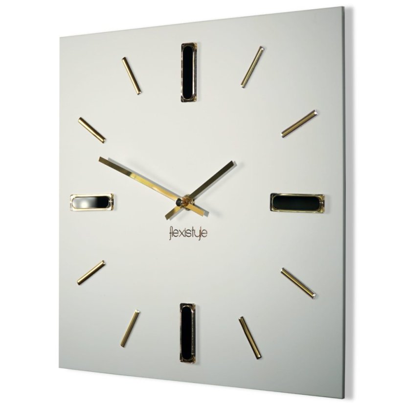 Weiße Uhr BRILLIANT 30 cm mit goldenem Zubehör