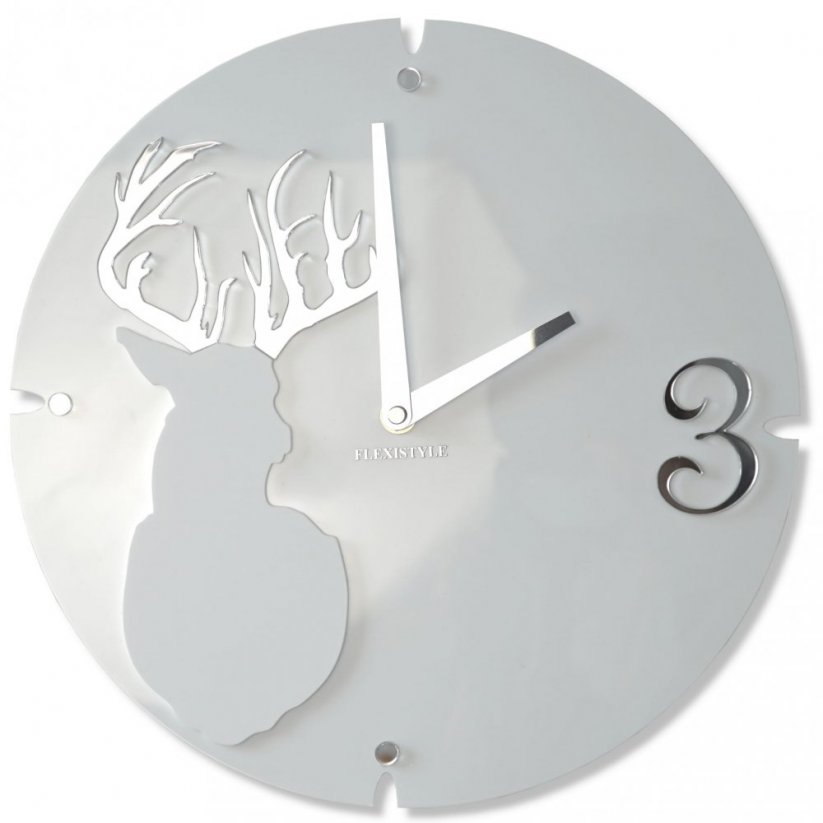 Elegante orologio da parete bianco con cervo, 30 cm