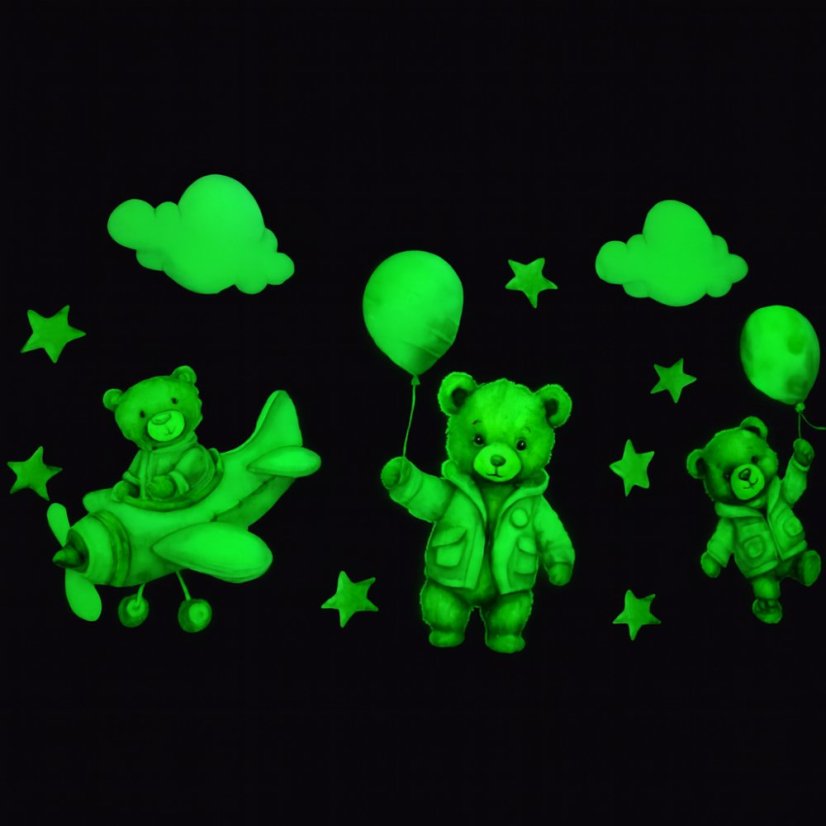 Kouzelné světelné samolepky pro děti - modří medvídci
