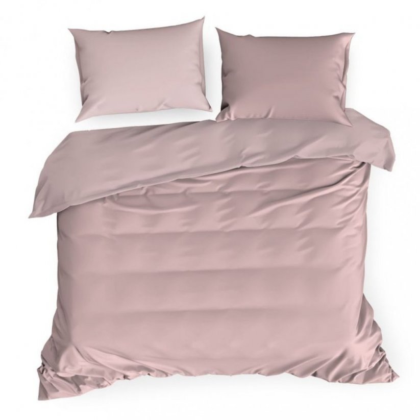 Lenjerie de pat dublă roz cu închidere cu fermoar