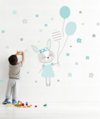 Nálepka na stenu pre dievčatko zajačik 92 x 55 cm 