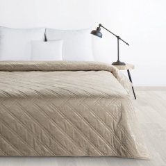 Cuvertură de pat din catifea de lux cu imprimeu argintiu - bej