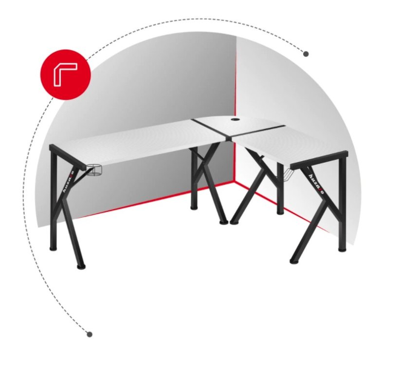 Priestranný rohový stôl HERO 6.3 v bielej farbe
