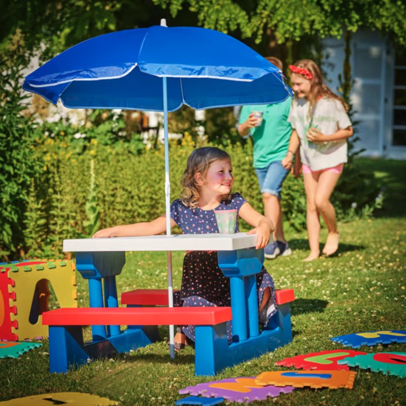Kinder Picknicktisch mit Sonnenschirm