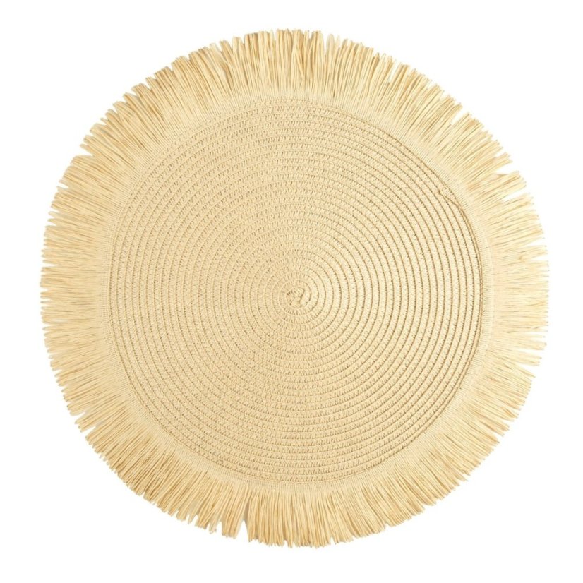 Okrúhla podložka v boho štýle so strapcami - prestieranie 38 cm