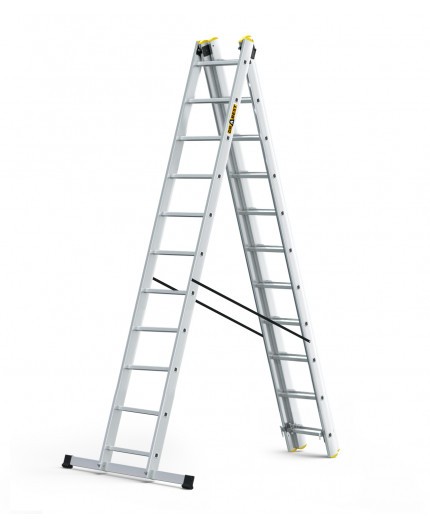 Viacúčelový hliníkový rebrík, 3 x 11 priečok a nosnosť 150 kg