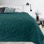 Jednofarebný prehoz na posteľ s potlačou kvetov tyrkysovej farby