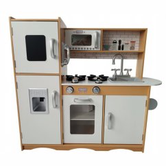 Kinderküche aus Holz mit Zubehör und LED-Beleuchtung