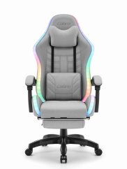 CABRO C501 gamerska stolica s LED rasvjetom i osloncem za noge, do 150 kg, siva