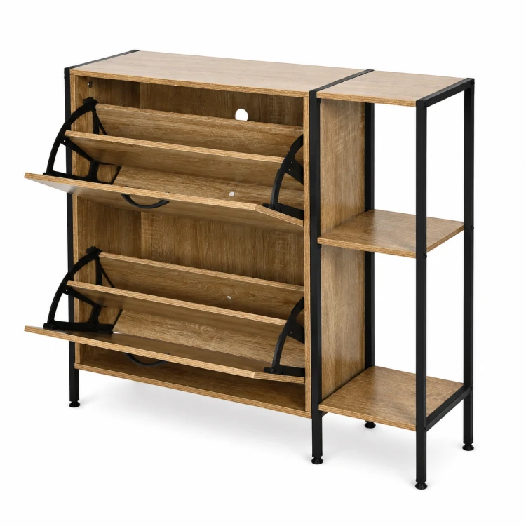 Dulap pentru pantofi cu 2 compartimente rabatabile și rafturi 86,5 x 89 x 24 cm
