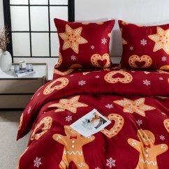 Červené vianočné posteľné obliečky s perníčkami
