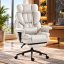 HC-1037 luxus kivitelű ergonomikus irodai fotel lábtartóval – fehér ökobőr