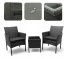 Set in rattan con tavolo e 2 poltrone - grigio + cuscini antracite