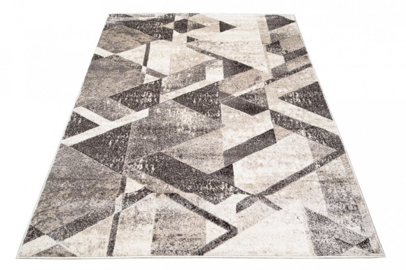 Covor modern versatil cu model geometric în nuanțe de maro