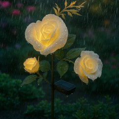 Lampada solare da giardino a LED a forma di rosa