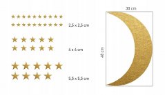 Samolepky na stenu zlatý mesiac s hviezdami 39 ks