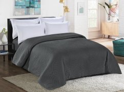 Dunkelgraue Tagesdecke mit Blattmotiv