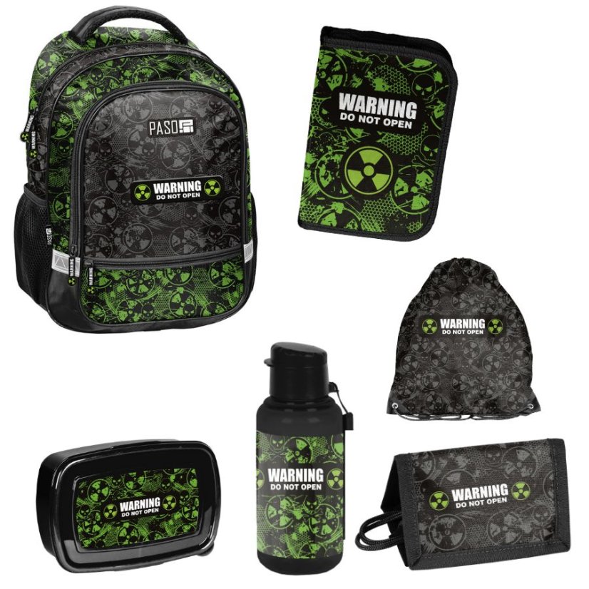 Školský set Alert 5v1 – batoh, peračník, obedár, taška na topánky, peňaženka