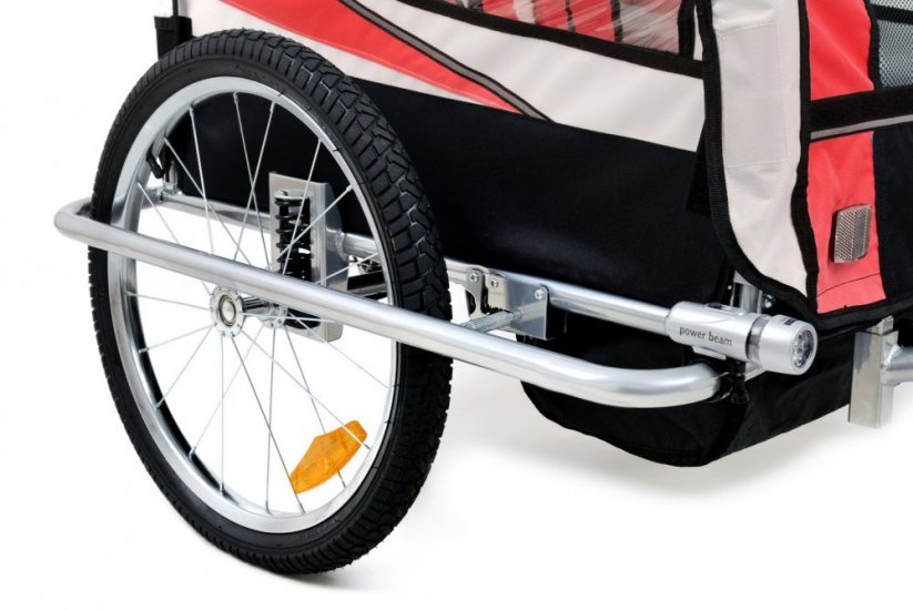 2-sedežna kolesarska prikolica z amortizerjem + JOGGER rdeča