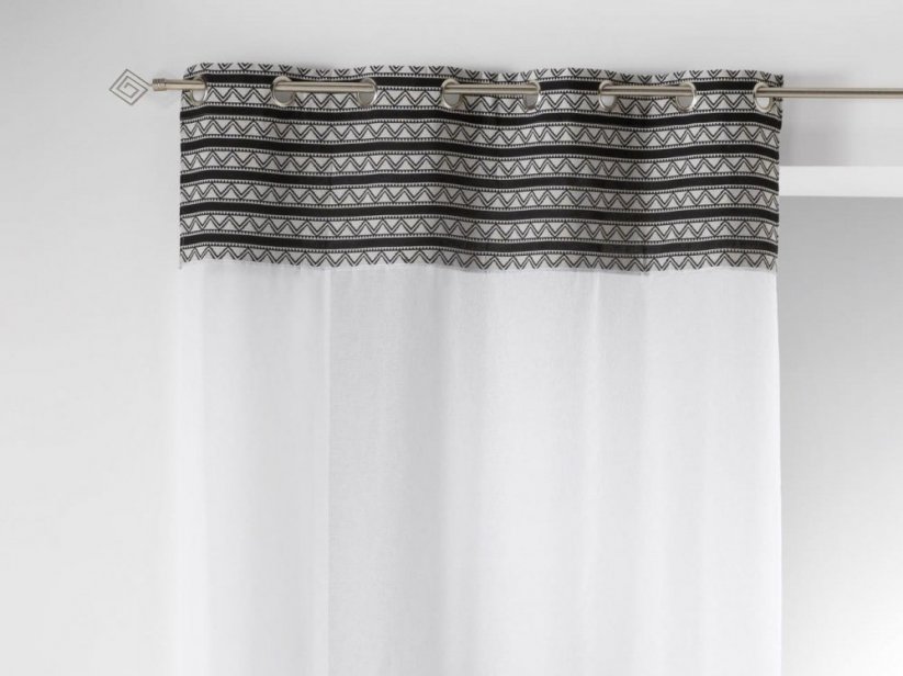 Lepa bela zavesa z modnim etno delom 140 x 240 cm