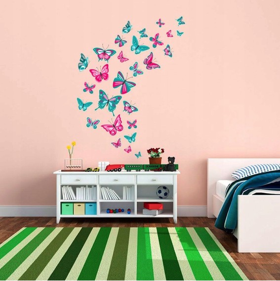 Adesivo decorativo da parete con disegno di farfalle - Misure: 76 x 100 cm  :: Delamart