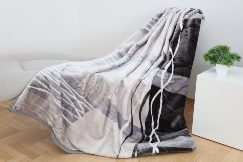 Teplá deka v odtieňoch sivej a béžovej farby - Rozmer: Šírka: 160 cm | Dĺžka: 210 cm